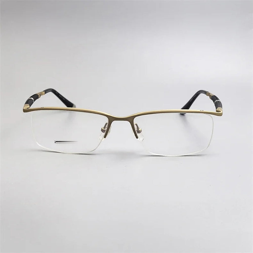 Chashma Unisex Semi Rim Square Brow Line Titanium Eyeglasses 819812 - Gold — view 2 | Chashma at FuzWeb