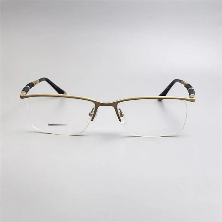 Chashma Unisex Semi Rim Square Brow Line Titanium Eyeglasses 819812 - Gold — view 2 | Chashma at FuzWeb