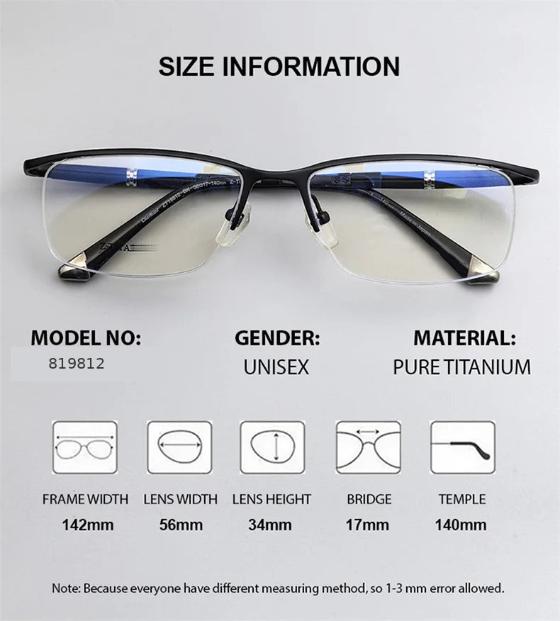 Chashma 819812 Eyeglasses — Frame Dimensions and Sizing Chart