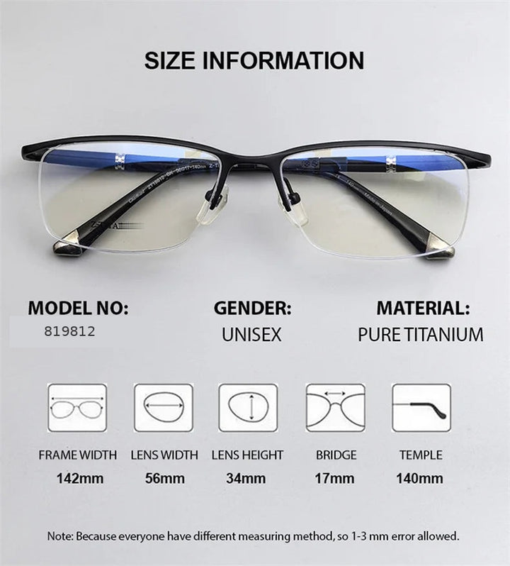 Chashma 819812 Eyeglasses — Frame Dimensions and Sizing Chart
