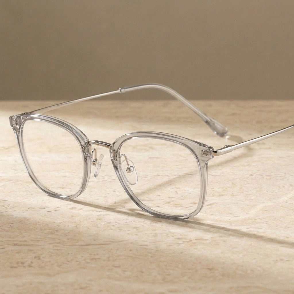 Chashma Unisex Full Rim Square Tr 90 Titanium Eyeglasses 851097 - Transparent Gray — view 5 | Chashma at FuzWeb