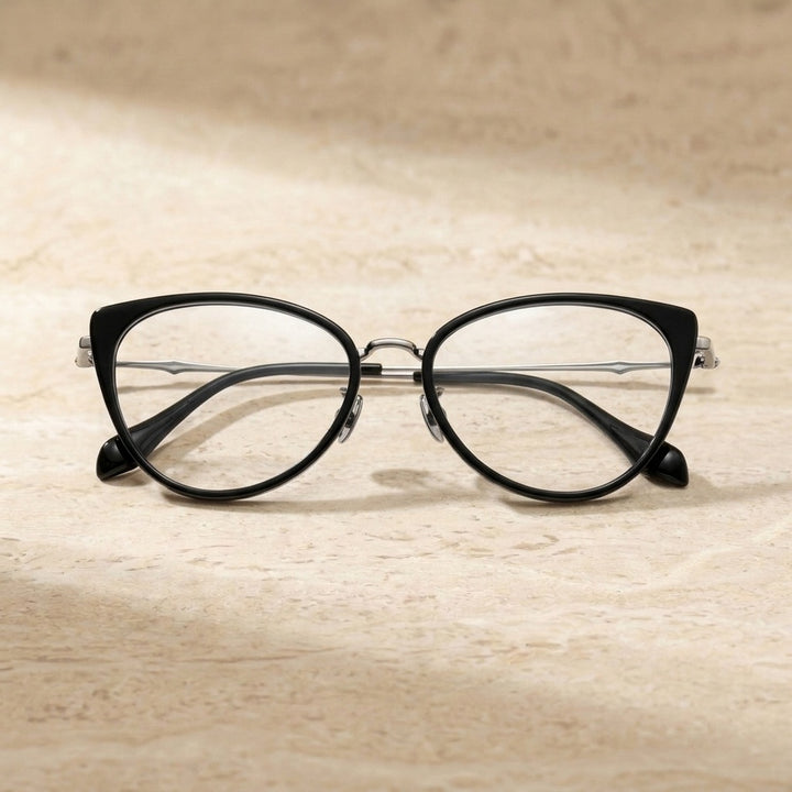 Chashma Unisex Full Rim Oval Acetate Titanium Eyeglasses 881660 - C1-Black — view 3 | Chashma at FuzWeb