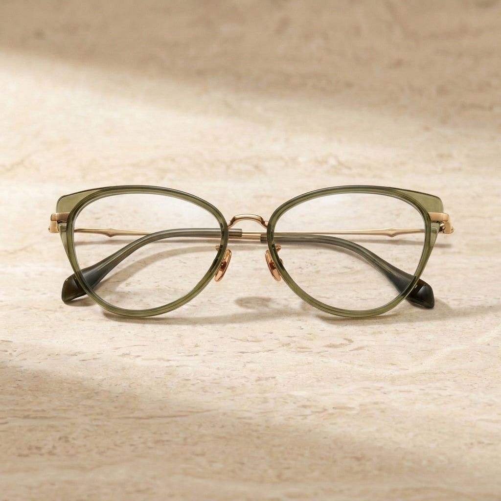 Chashma Unisex Full Rim Oval Acetate Titanium Eyeglasses 881660 - C12-Olive Green — view 4 | Chashma at FuzWeb