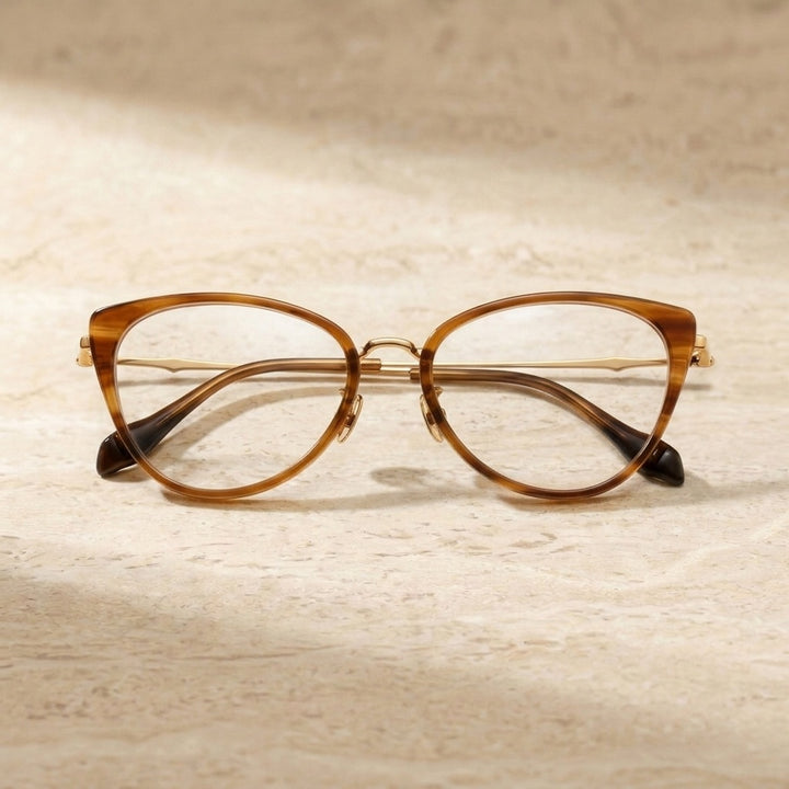 Chashma Unisex Full Rim Oval Acetate Titanium Eyeglasses 881660 - C41-Transp Brown — view 5 | Chashma at FuzWeb