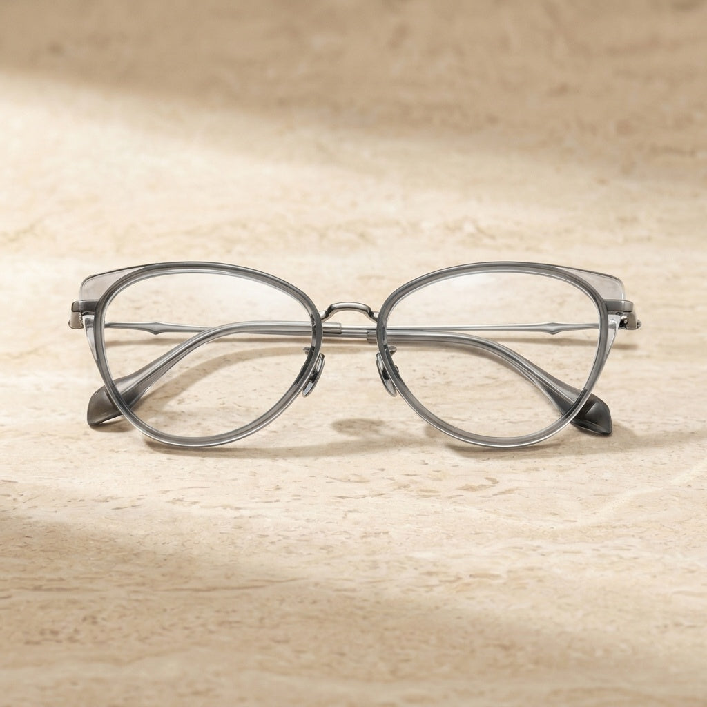 Chashma Unisex Full Rim Oval Acetate Titanium Eyeglasses 881660 - C13-Transp Gray — view 1 | Chashma at FuzWeb