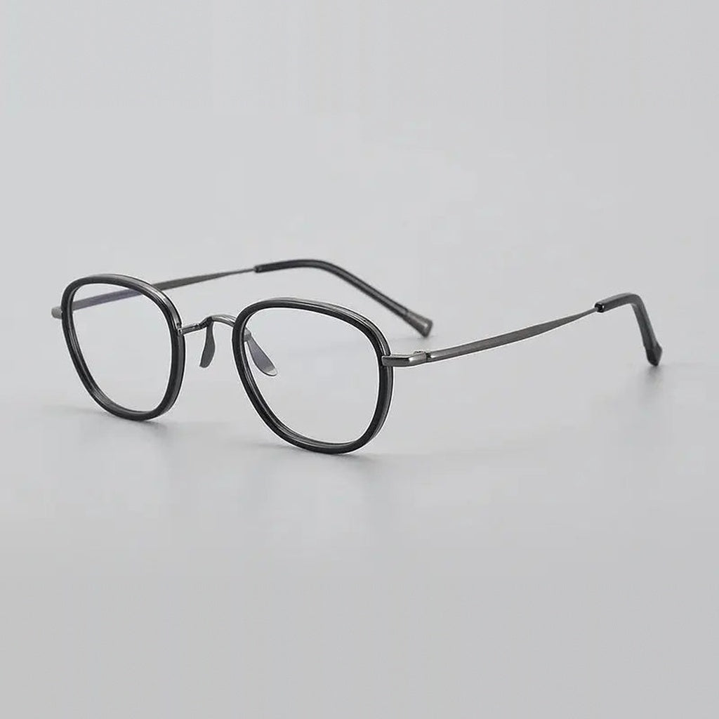 Chashma Unisex Full Rim Polygon Titanium Acetate Eyeglasses 881750 - Black-Gray — view 4 | Chashma at FuzWeb