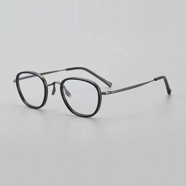 Chashma Unisex Full Rim Polygon Titanium Acetate Eyeglasses 881750 - Black-Gray — view 4 | Chashma at FuzWeb