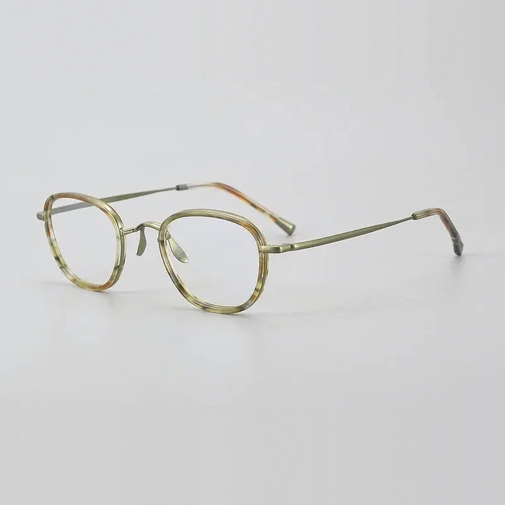 Chashma Unisex Full Rim Polygon Titanium Acetate Eyeglasses 881750 - Green — view 1 | Chashma at FuzWeb