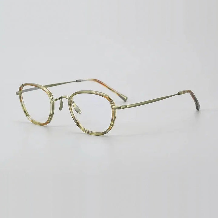 Chashma Unisex Full Rim Polygon Titanium Acetate Eyeglasses 881750 - Green — view 1 | Chashma at FuzWeb