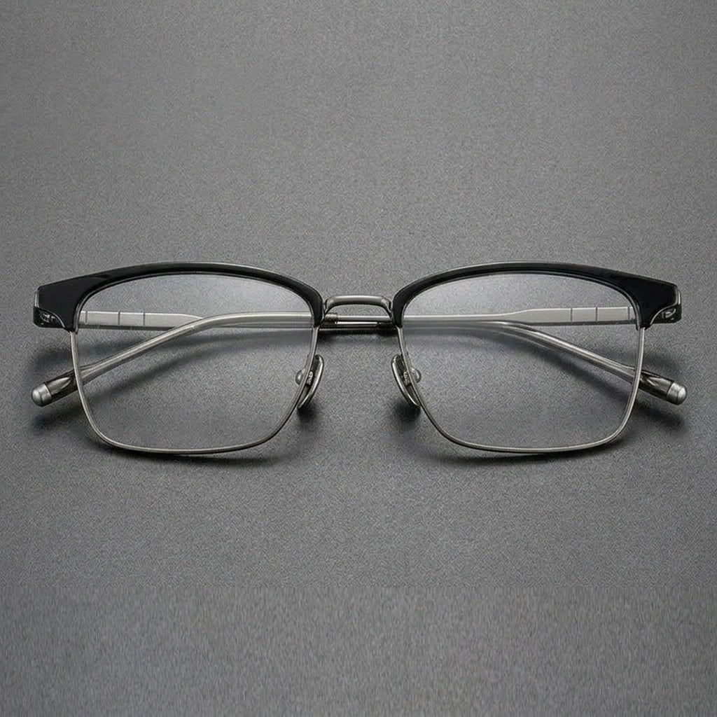 Chashma Unisex Full Rim Square Acetate Titanium Eyeglasses 881865 - Black-Gun — view 1 | Chashma at FuzWeb