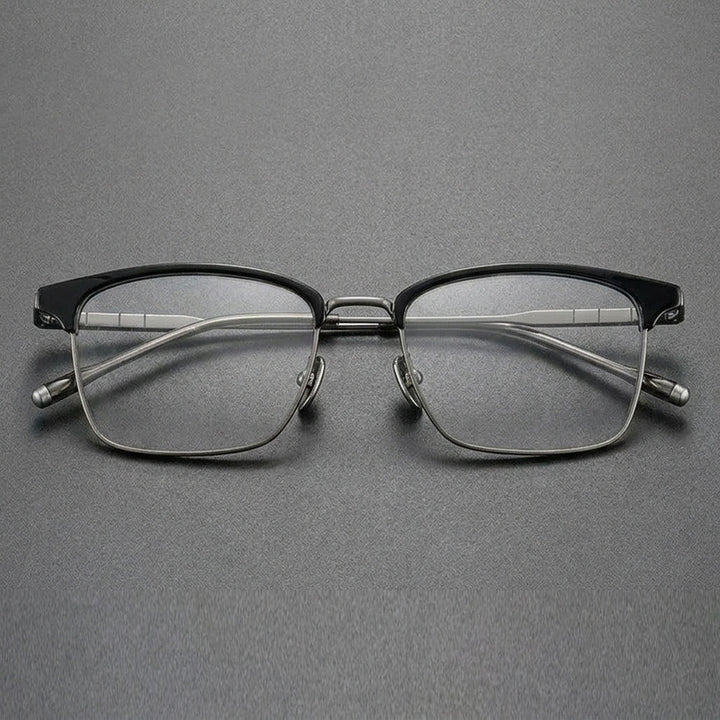 Chashma Unisex Full Rim Square Acetate Titanium Eyeglasses 881865 - Black-Gun — view 1 | Chashma at FuzWeb