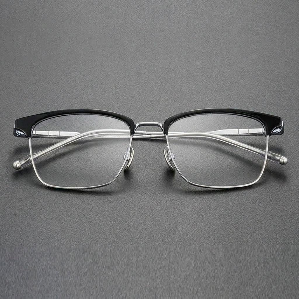 Chashma Unisex Full Rim Square Acetate Titanium Eyeglasses 881865 - Black-Silver — view 3 | Chashma at FuzWeb