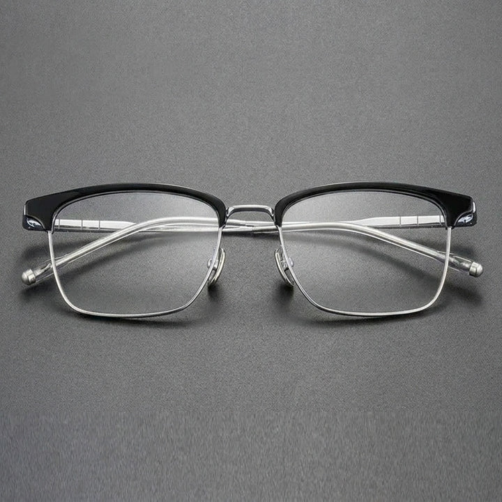 Chashma Unisex Full Rim Square Acetate Titanium Eyeglasses 881865 - Black-Silver — view 3 | Chashma at FuzWeb
