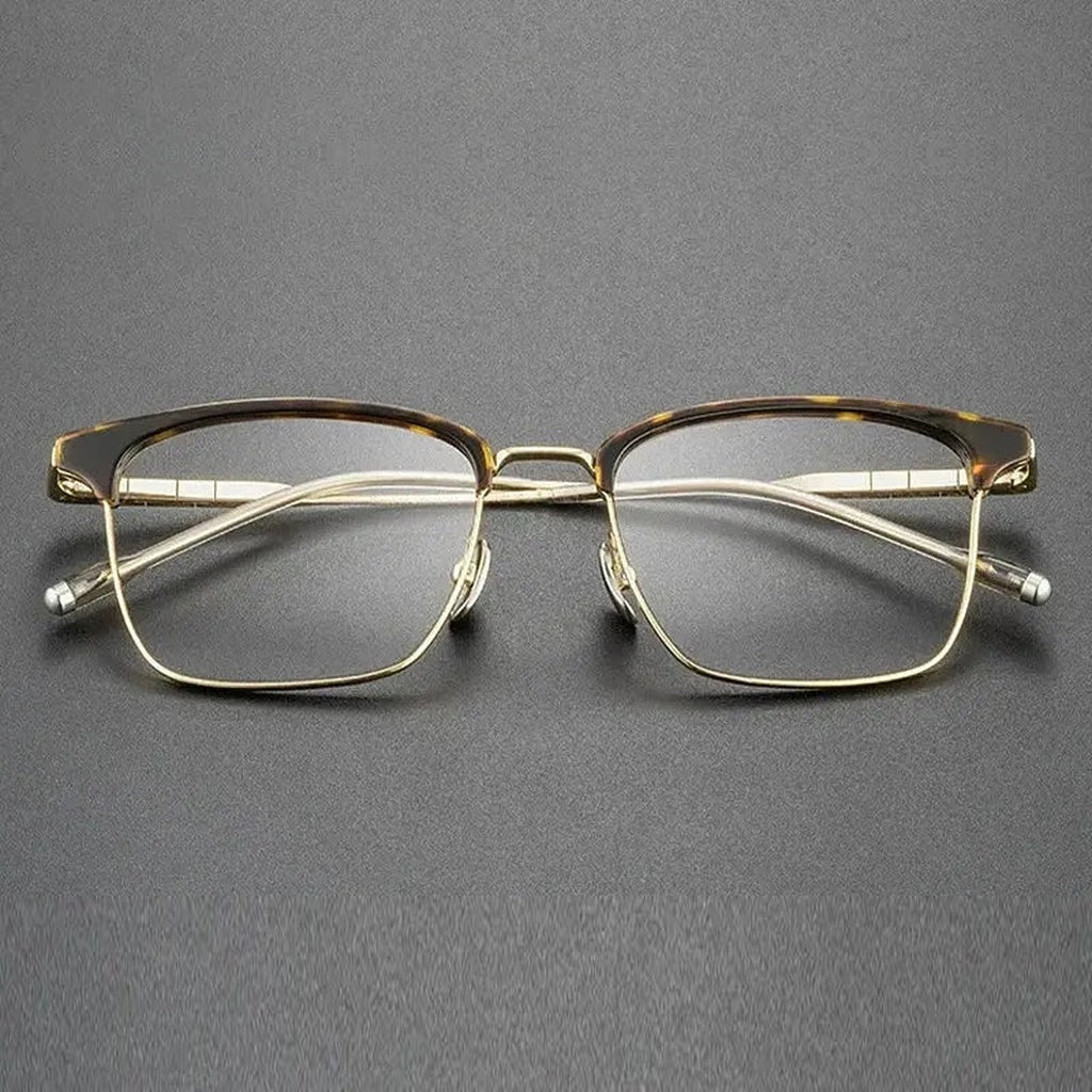 Chashma Unisex Full Rim Square Acetate Titanium Eyeglasses 881865 - Leopard-Gold — view 2 | Chashma at FuzWeb