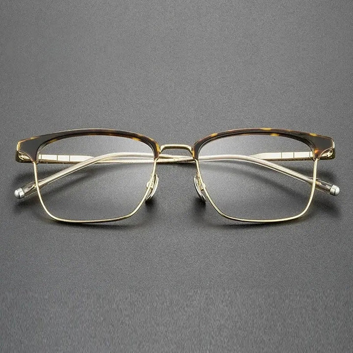 Chashma Unisex Full Rim Square Acetate Titanium Eyeglasses 881865 - Leopard-Gold — view 2 | Chashma at FuzWeb