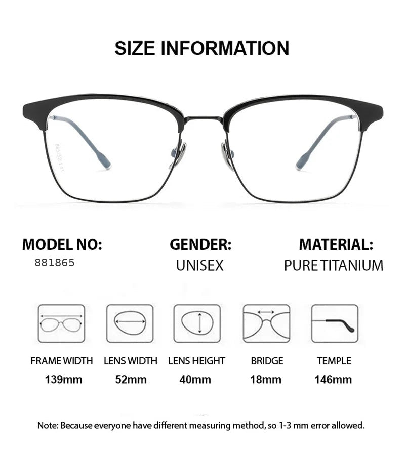 Chashma 881865 Eyeglasses — Frame Dimensions and Sizing Chart