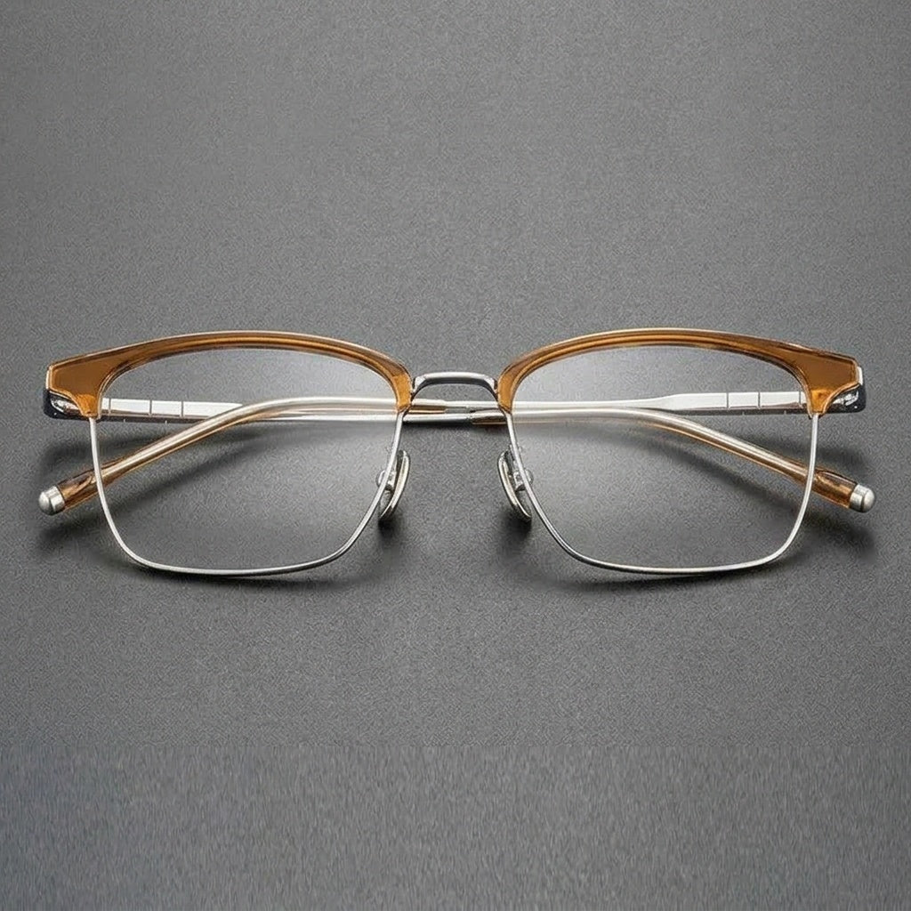 Chashma Unisex Full Rim Square Acetate Titanium Eyeglasses 881865 - Transp Brown-Silver — view 6 | Chashma at FuzWeb