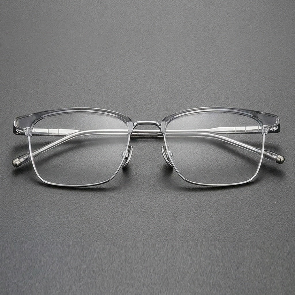 Chashma Unisex Full Rim Square Acetate Titanium Eyeglasses 881865 - Transp Gray-Silver — view 5 | Chashma at FuzWeb