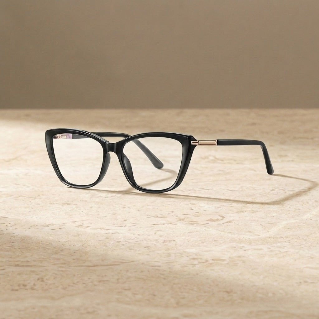 Chashma Women's Full Rim Cat Eye Tr 90 Titanium Eyeglasses 882233 - C1-Bright Black — view 1 | Chashma at FuzWeb
