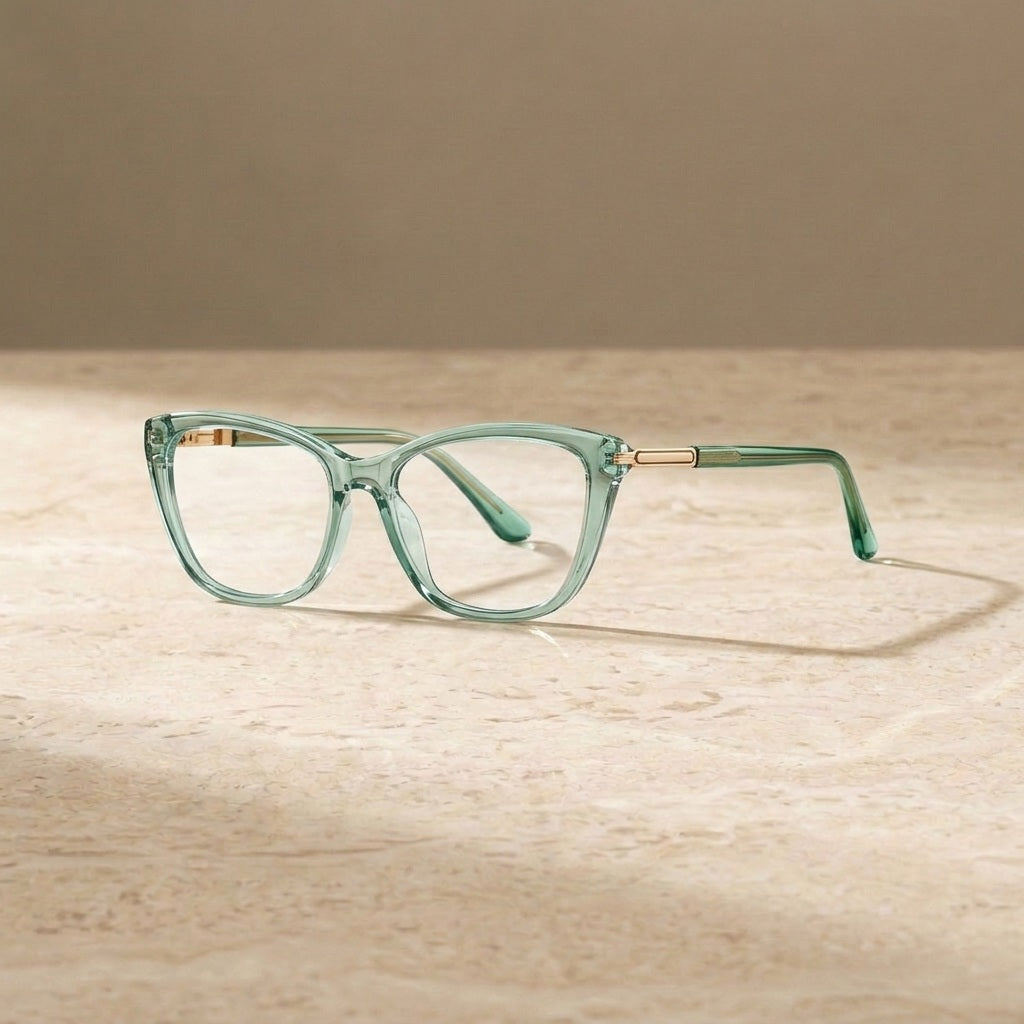 Chashma Women's Full Rim Cat Eye Tr 90 Titanium Eyeglasses 882233 - C5-Transp Green — view 2 | Chashma at FuzWeb