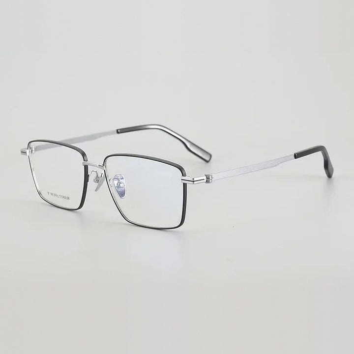 Chashma Unisex Full Rim Polygon Square Titanium Eyeglasses 886021 - Black-Silver — view 4 | Chashma at FuzWeb