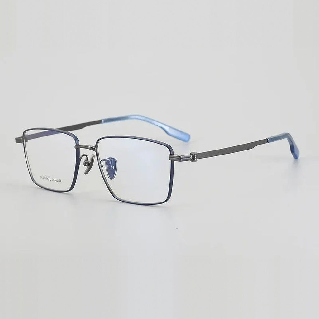 Chashma Unisex Full Rim Polygon Square Titanium Eyeglasses 886021 - Blue — view 3 | Chashma at FuzWeb