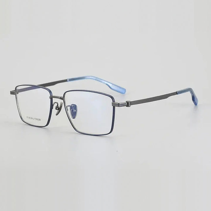 Chashma Unisex Full Rim Polygon Square Titanium Eyeglasses 886021 - Blue — view 3 | Chashma at FuzWeb