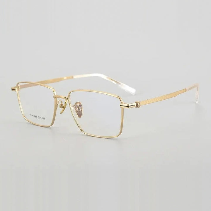 Chashma Unisex Full Rim Polygon Square Titanium Eyeglasses 886021 - Gold — view 1 | Chashma at FuzWeb