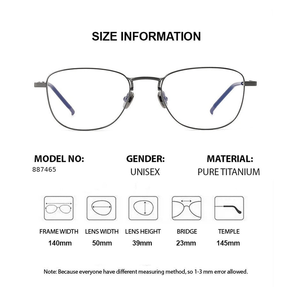 Chashma 887465 Eyeglasses — Frame Dimensions and Sizing Chart