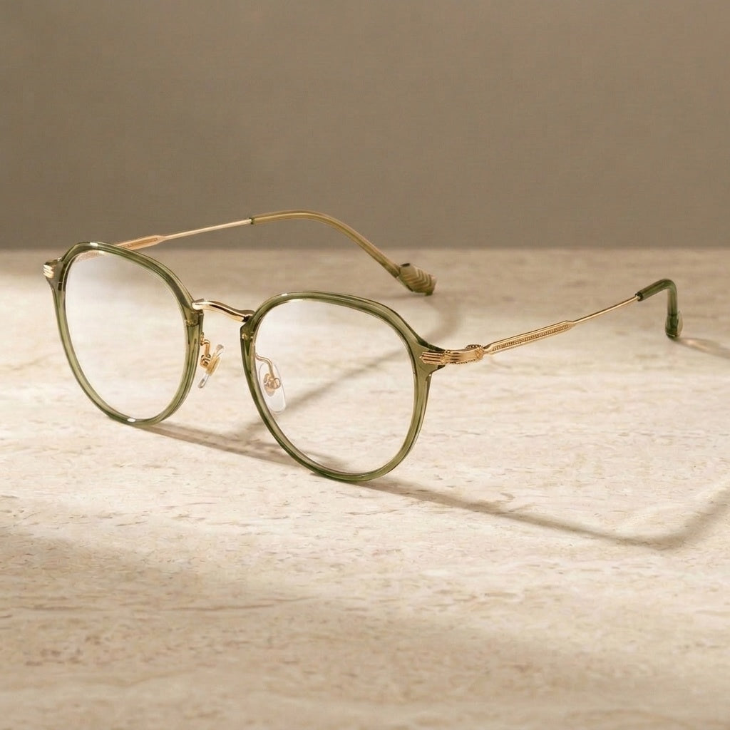 Chashma Unisex Full Rim Flat Top Oval Tr 90 Titanium Eyeglasses 888076 - Olive Green — view 6 | Chashma at FuzWeb