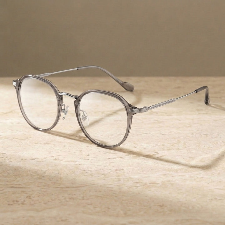 Chashma Unisex Full Rim Flat Top Oval Tr 90 Titanium Eyeglasses 888076 - Transparent Gray — view 4 | Chashma at FuzWeb