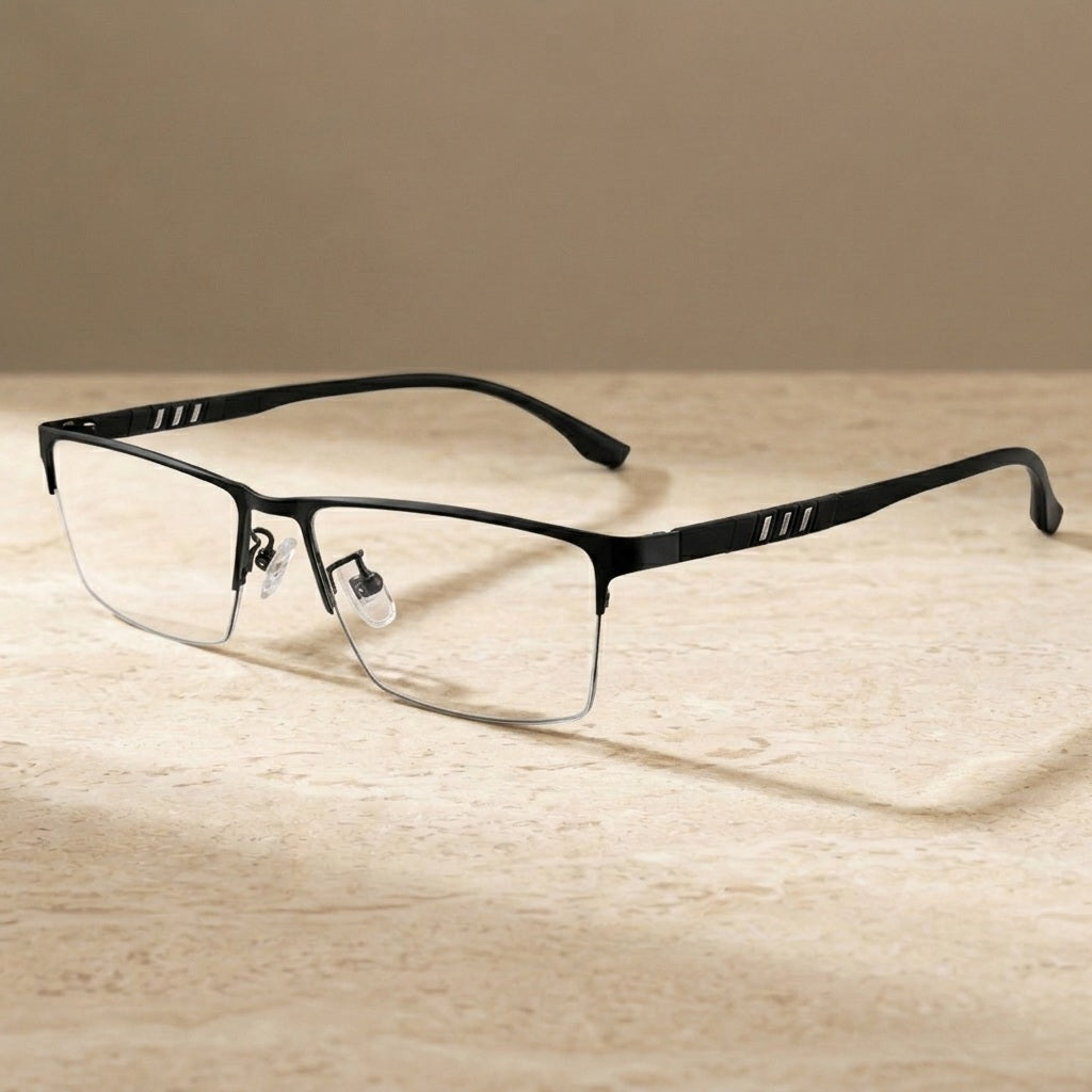 Chashma Unisex Semi Rim Stainless Steel Frame Eyeglasses — view 1 | Chashma at FuzWeb