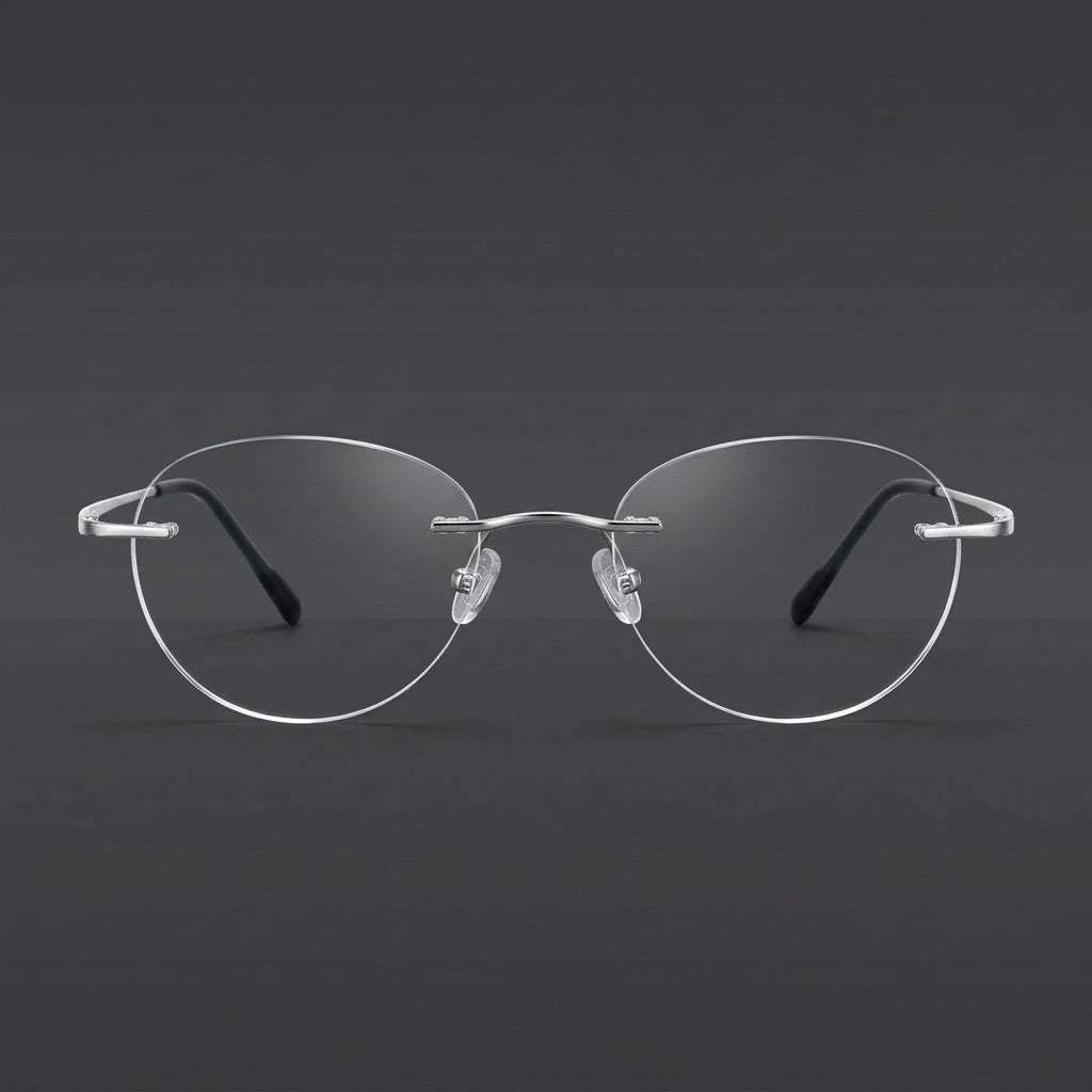 Chashma Unisex Rimless Oval Titanium Eyeglasses F637 — view 2 | Chashma at FuzWeb