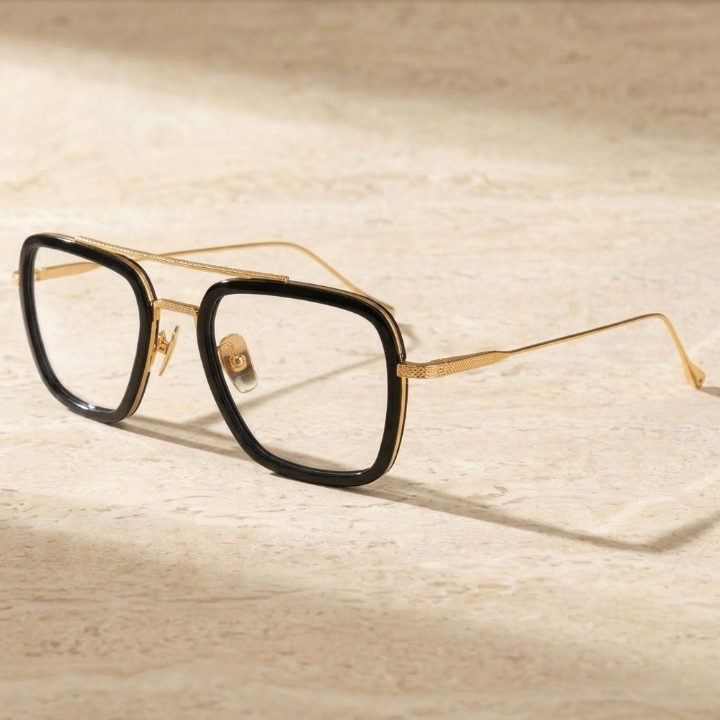 Chashma Unisex Full Rim Square Double Bridge Acetate Titanium Eyeglasses T927 — view 2 | Chashma at FuzWeb