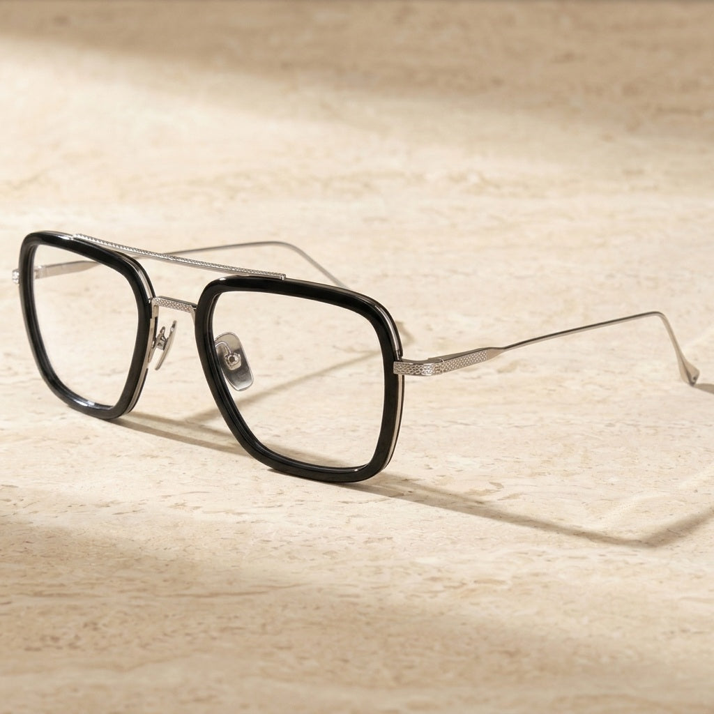 Chashma Unisex Full Rim Square Double Bridge Acetate Titanium Eyeglasses T927 — view 1 | Chashma at FuzWeb