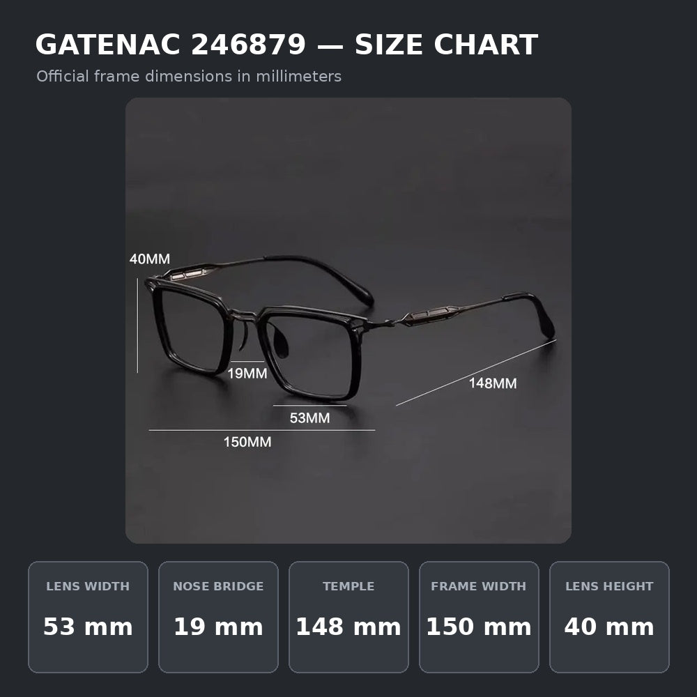 Gatenac 246879 Eyeglasses — Frame Dimensions and Sizing Chart