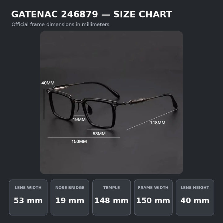 Gatenac 246879 Eyeglasses — Frame Dimensions and Sizing Chart