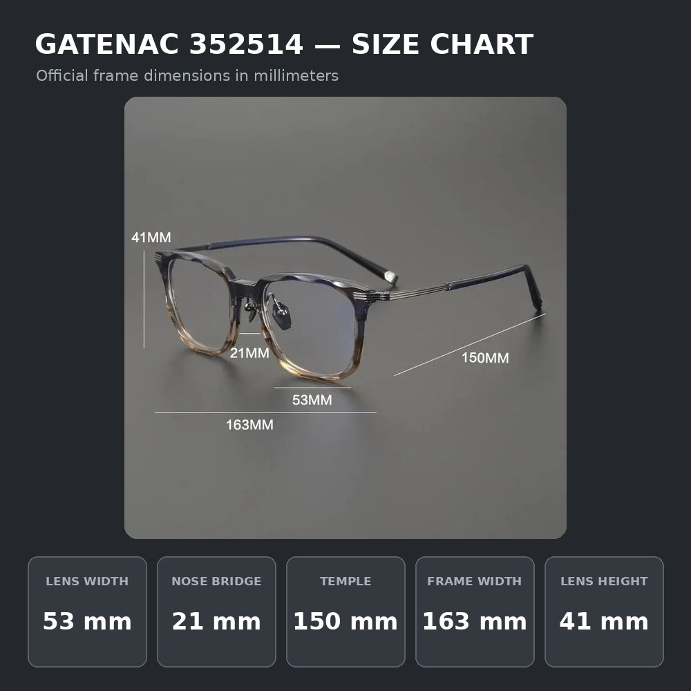 Gatenac 352514 Eyeglasses — Frame Dimensions and Sizing Chart