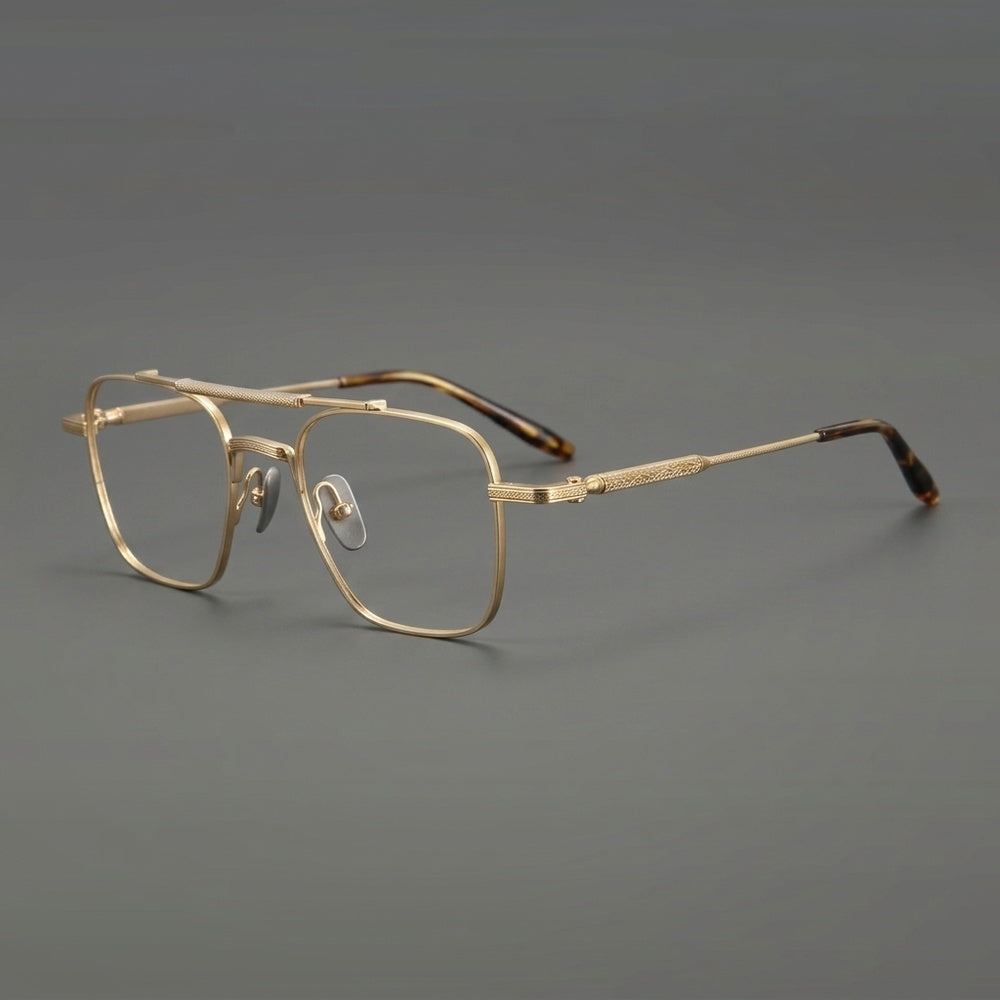 Gatenac Unisex Full Rim Big Square Double Bridge Titanium Eyeglasses 716830 — view 1 | Gatenac at FuzWeb