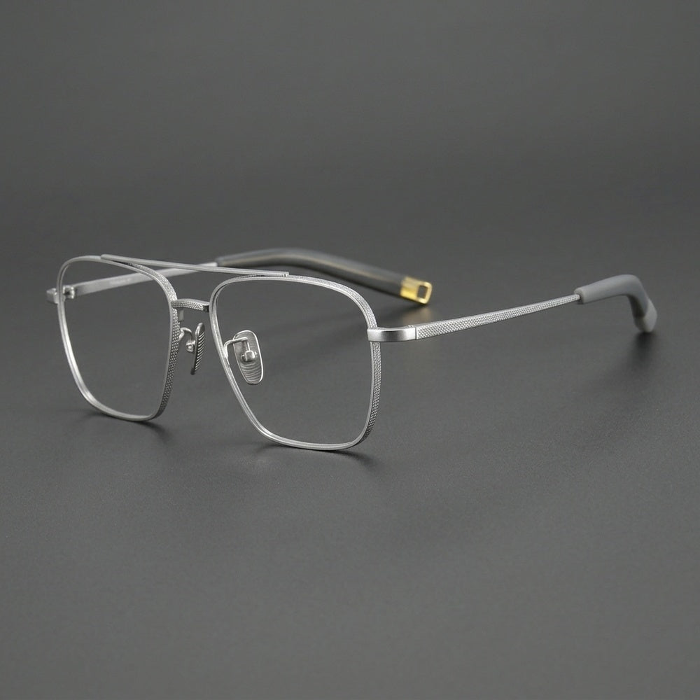 Gatenac Men's Full Rim Big Square Double Bridge Titanium Eyeglasses 815004 — view 1 | Gatenac at FuzWeb
