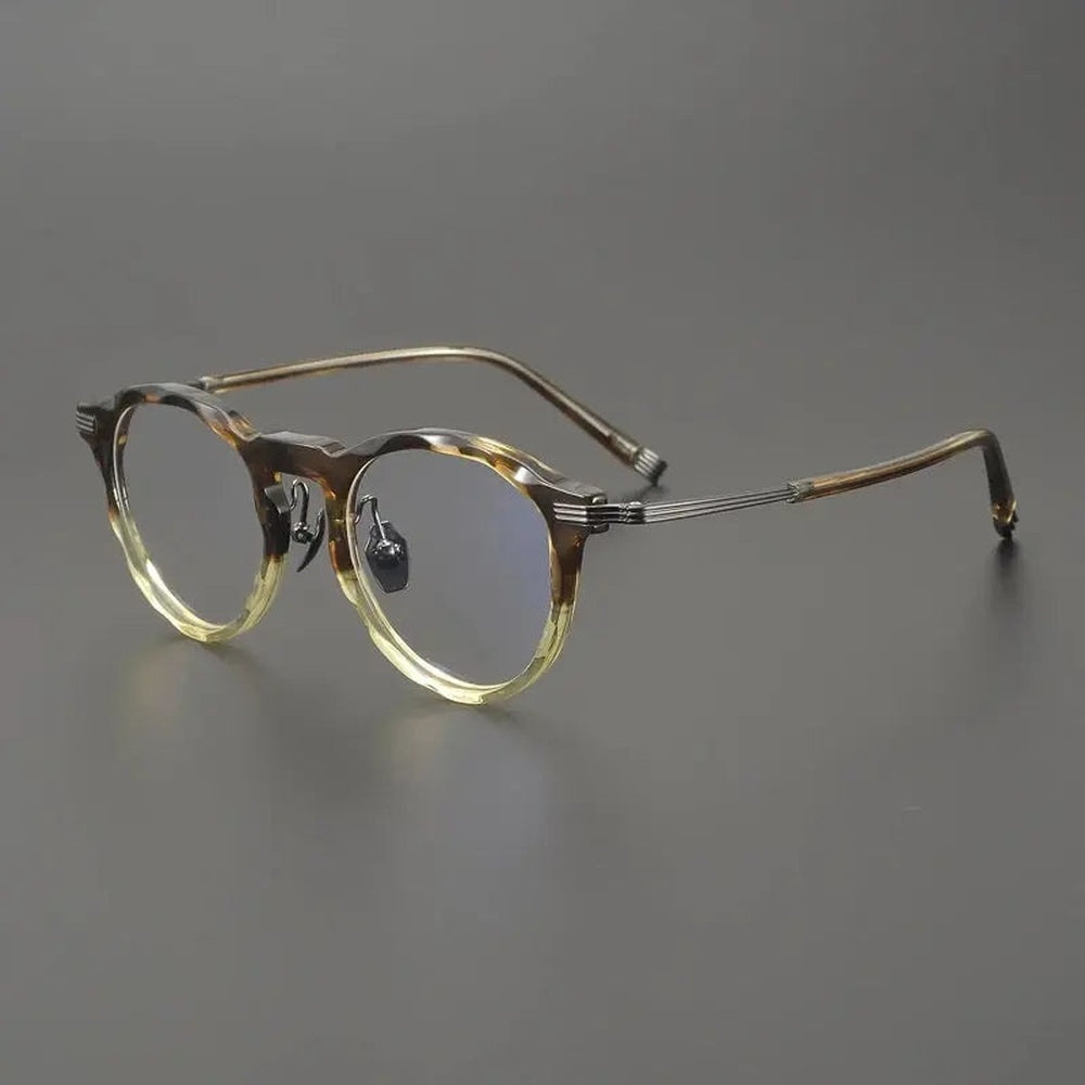 Gatenac Unisex Full Rim Big Round Acetate Titanium Eyeglasses 852516 — view 3 | Gatenac at FuzWeb