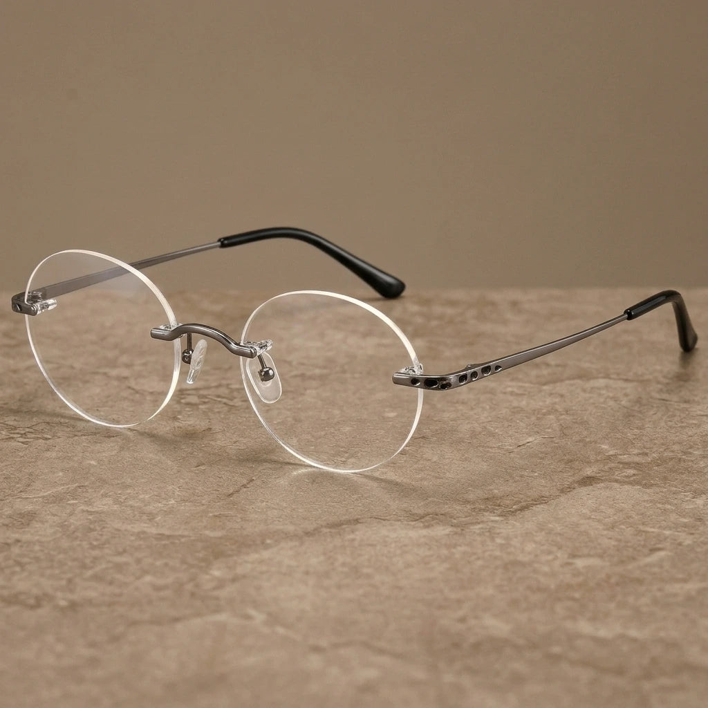 Krasivyy Women's Rimless Round Titanium Eyeglasses 3090 — view 2 | Krasivyy at FuzWeb