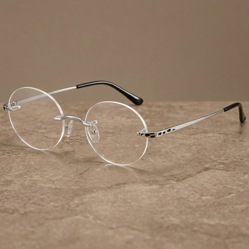 Krasivyy Women's Rimless Round Titanium Eyeglasses 3090 — view 1 | Krasivyy at FuzWeb