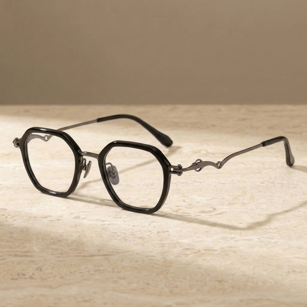 Krasivyy Unisex Full Rim Hexagon Titanium Acetate Eyeglasses 315871 — view 2 | Krasivyy at FuzWeb