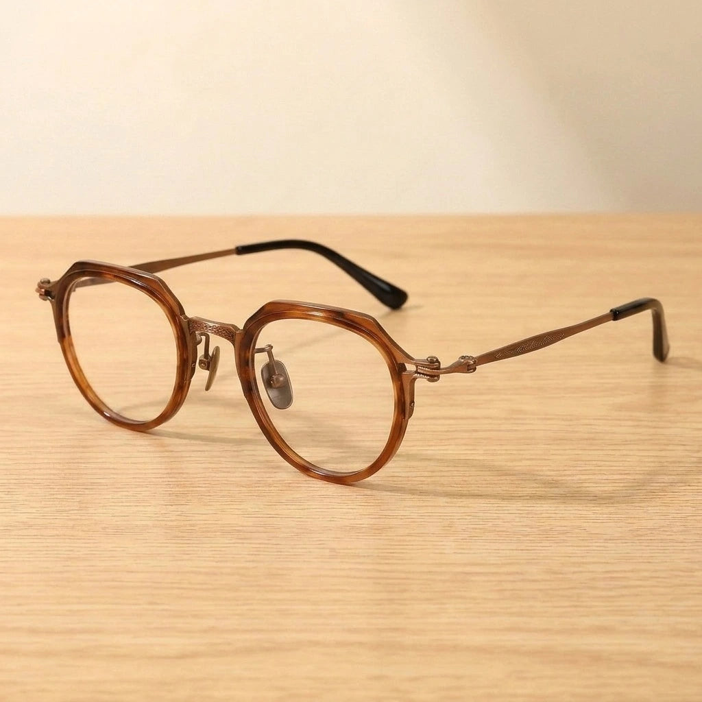 Krasivyy Unisex Full Rim Flat Top Oval Acetate Titanium Eyeglasses 315872 — view 2 | Krasivyy at FuzWeb