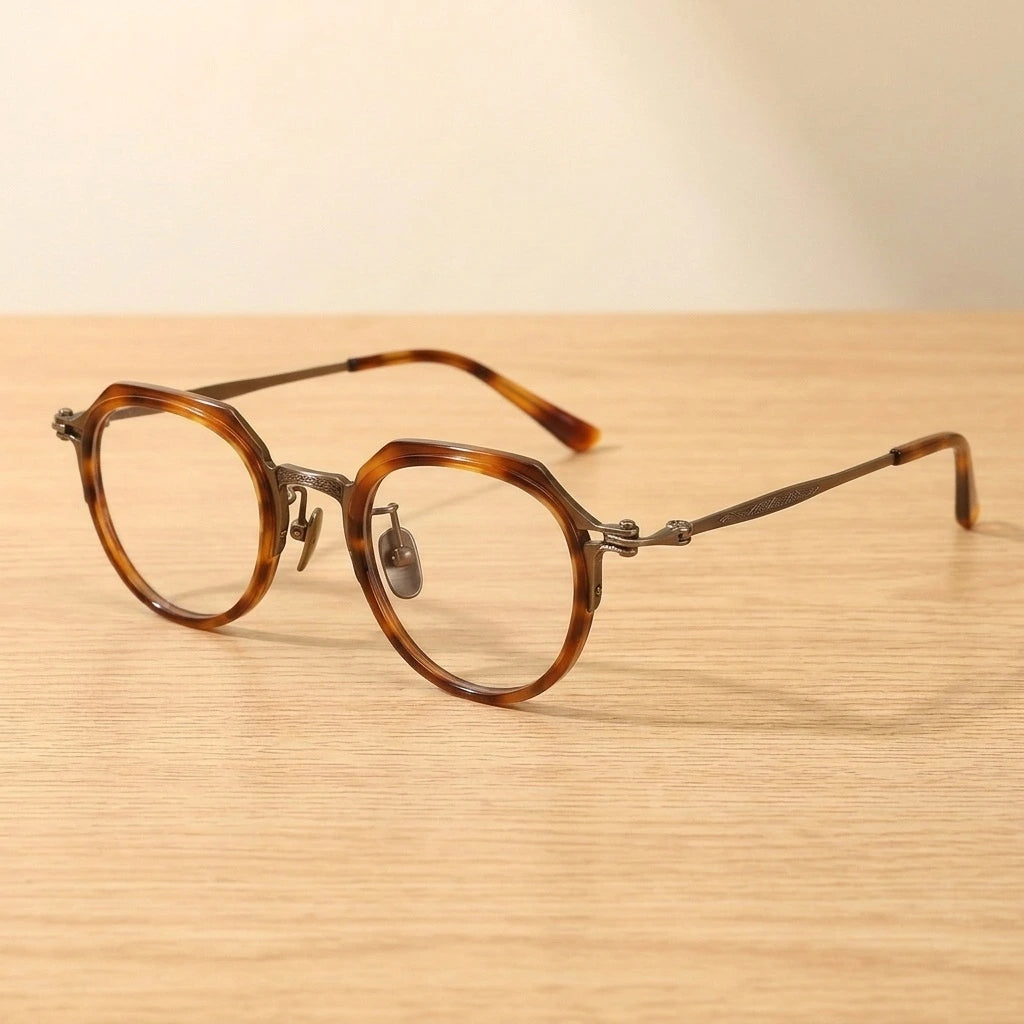 Krasivyy Unisex Full Rim Flat Top Oval Acetate Titanium Eyeglasses 315872 — view 1 | Krasivyy at FuzWeb