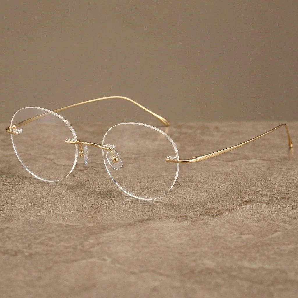 Krasivyy Women's Rimless Oval Round Screwless Titanium Eyeglasses 316072 — view 1 | Krasivyy at FuzWeb