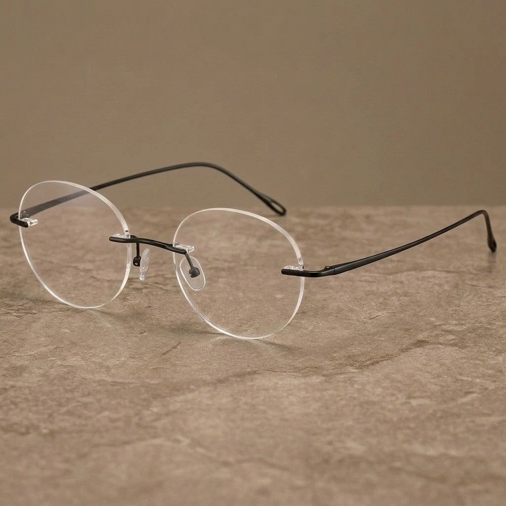 Krasivyy Women's Rimless Oval Round Screwless Titanium Eyeglasses 316072 — view 2 | Krasivyy at FuzWeb