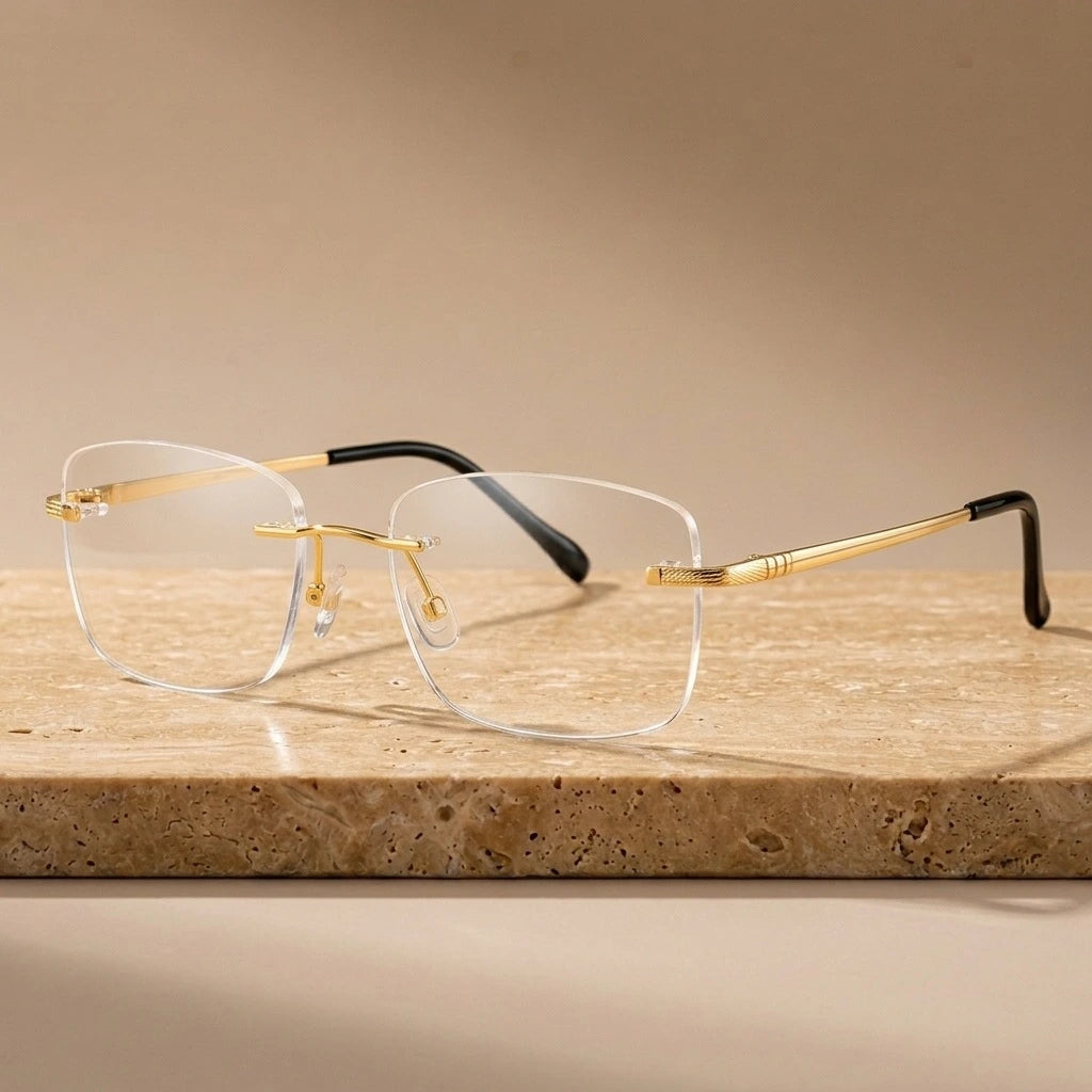 Krasivyy Men's Rimless Square Titanium Spring Hinge Eyeglasses 350023 — view 1 | Krasivyy at FuzWeb