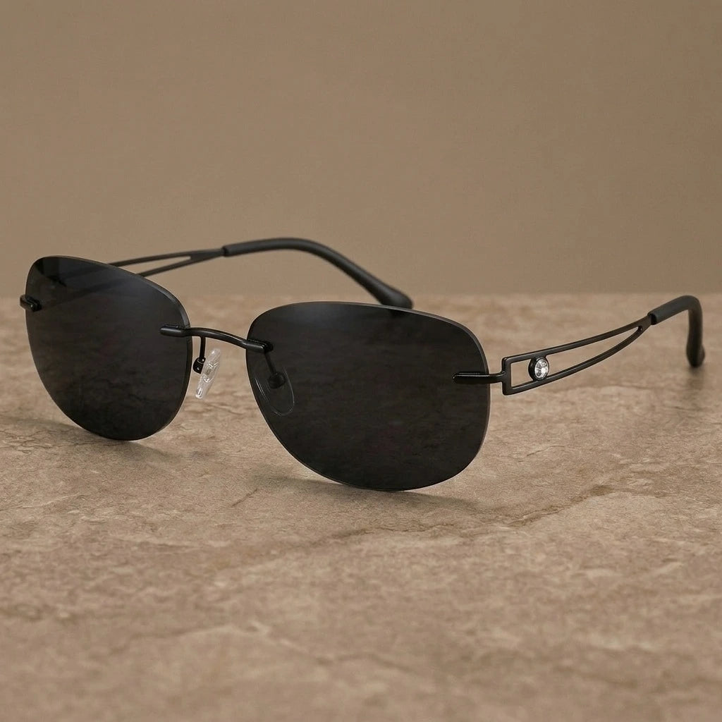 Krasivyy Women's Rimless Oval Screwless Titanium Sunglasses 426801 — view 2 | Krasivyy at FuzWeb